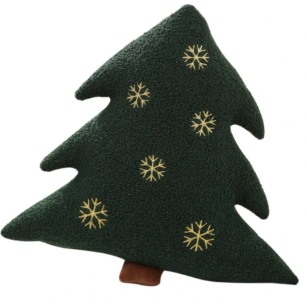 Festive Green Christmas Tree Throw Pillow